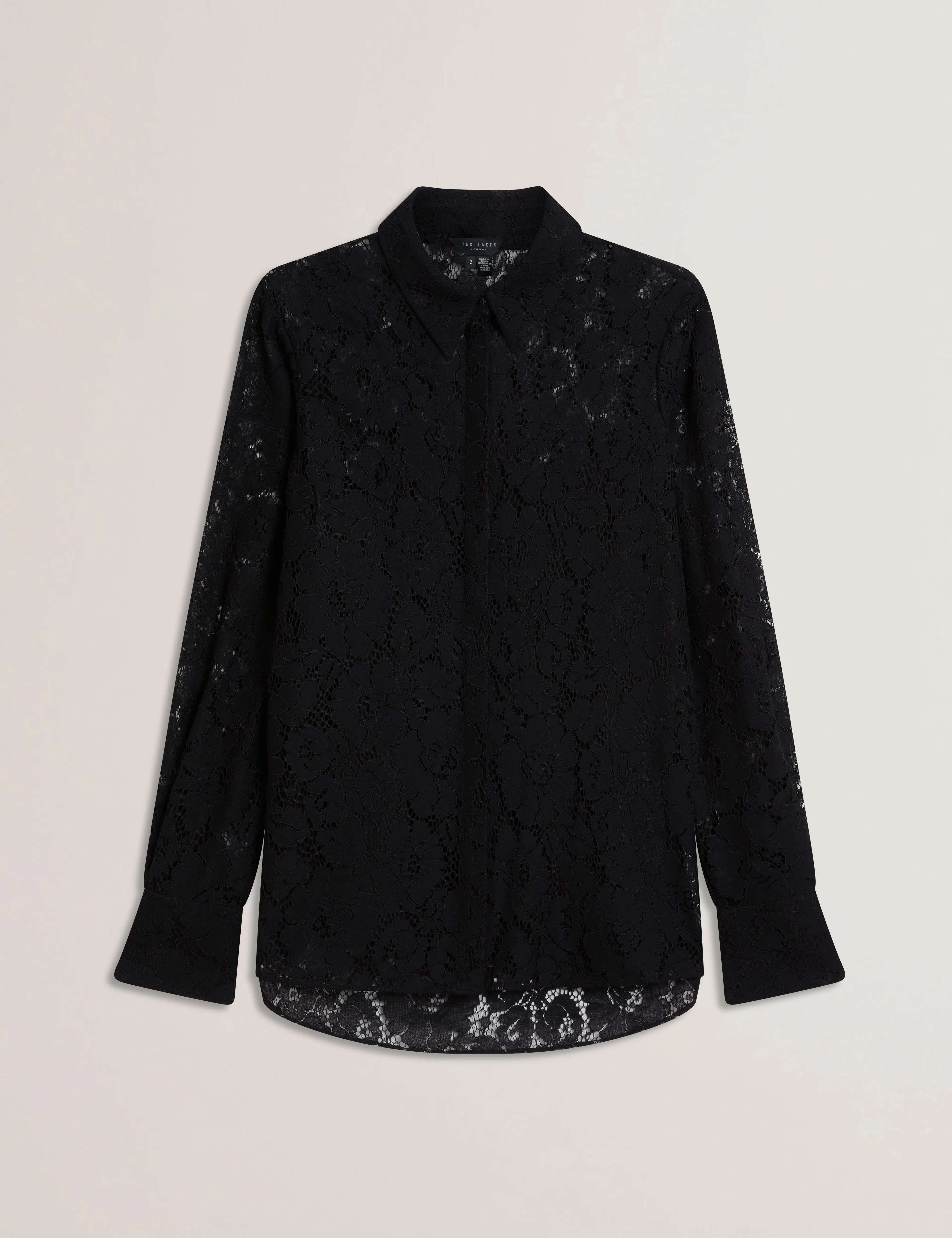 Gennoa Longline Lace Shirt Black