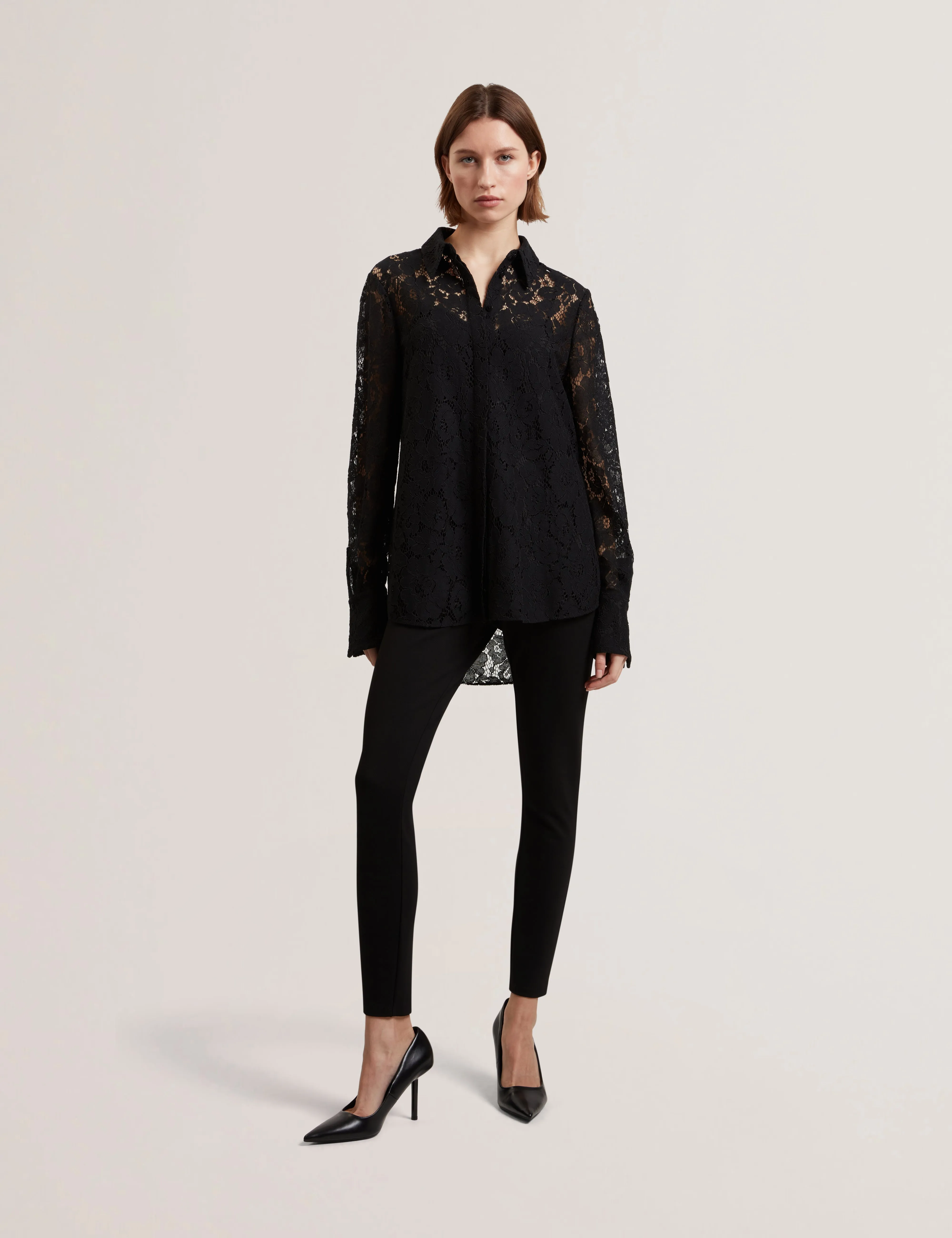 Gennoa Longline Lace Shirt Black