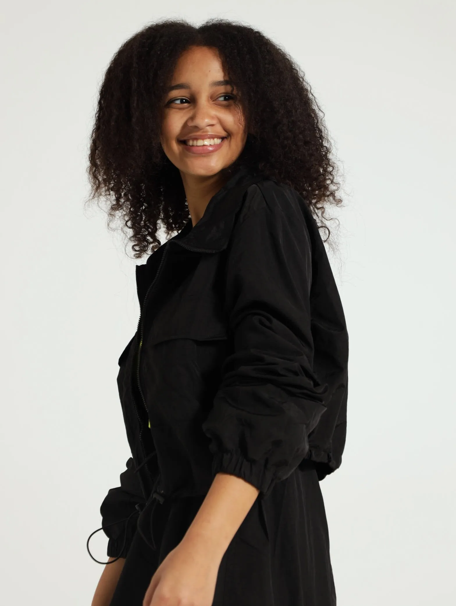 Girls Taslon Utility Jacket - Black