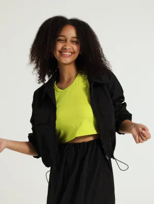 Girls Taslon Utility Jacket - Black