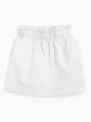 Girls White Twill Paperbag Waist Mini Skirt