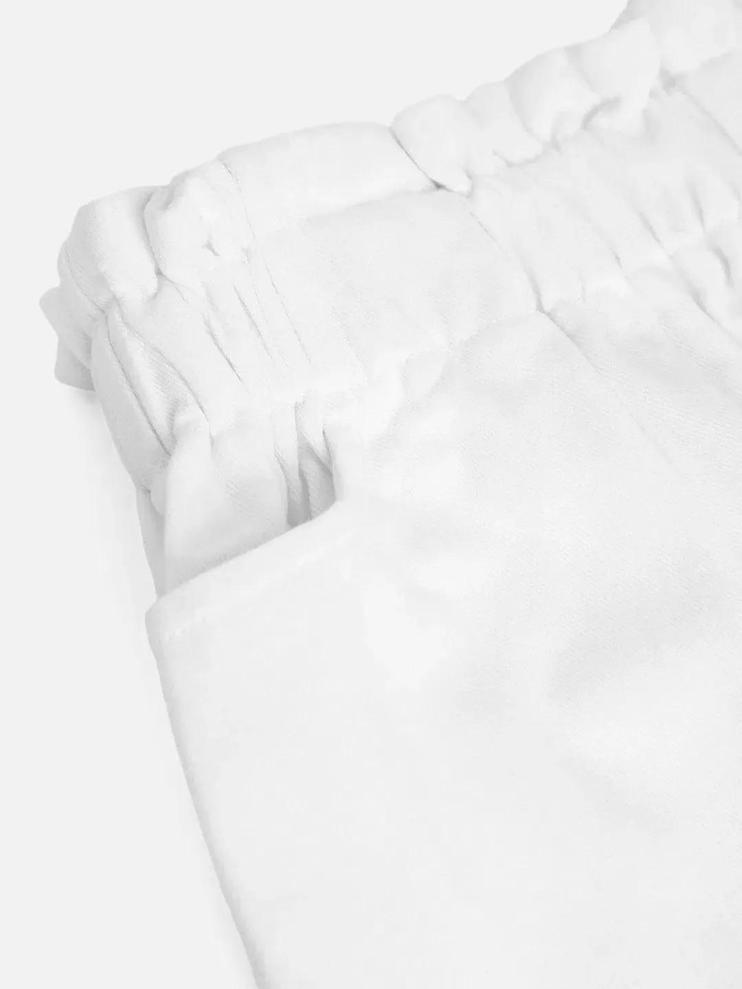 Girls White Twill Paperbag Waist Mini Skirt