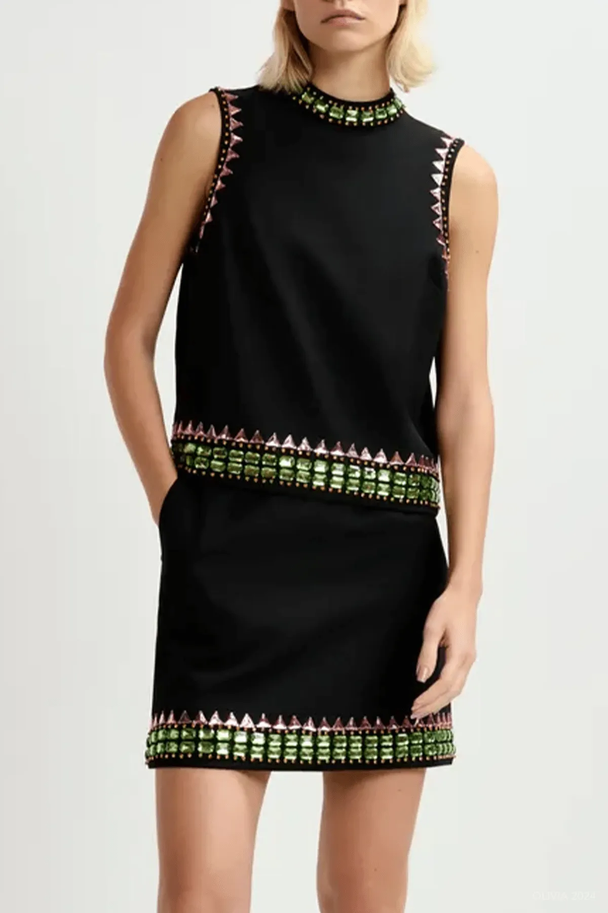 Glaciers Rhinestone Embellished Mini Skirt in Black