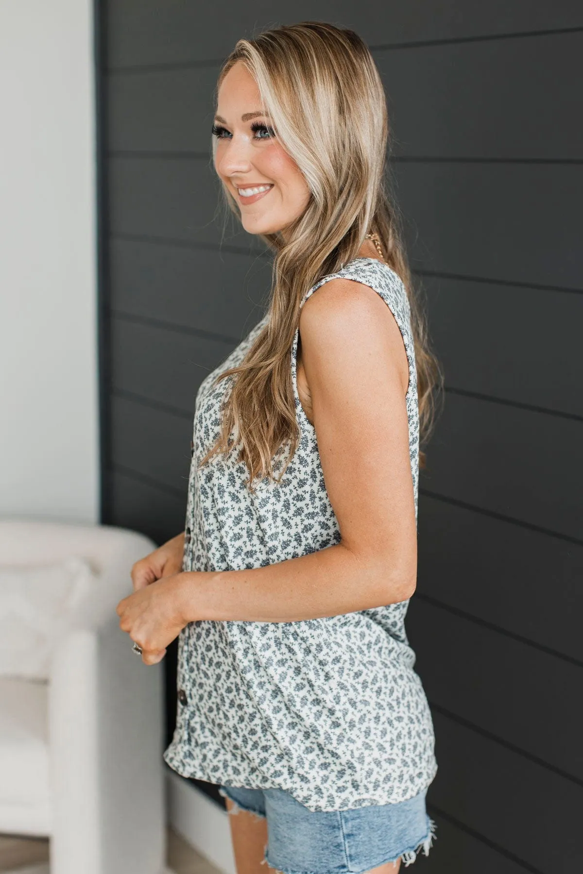 Glimmer Of Hope Floral Tank Top- Ivory