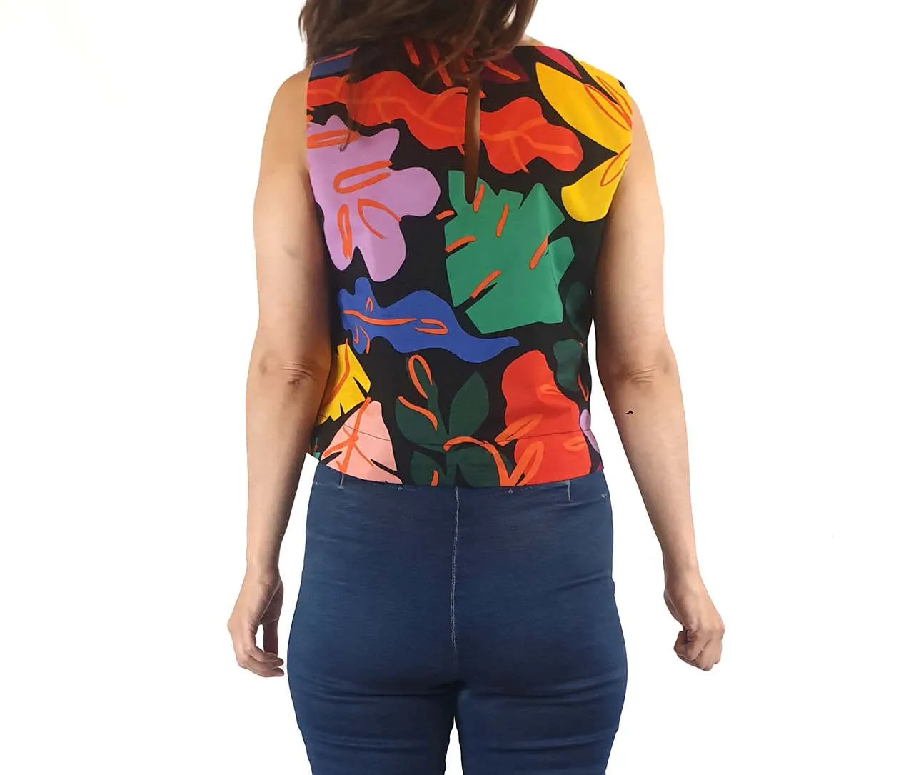 Gorman cropped floral print sleeveless pleated top size 8