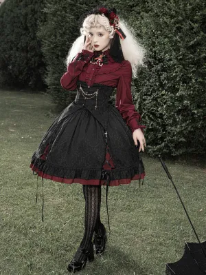 Gothic Lolita Blouses Ruffles Bows Lolita Top Long Sleeves Gray Lolita Shirt