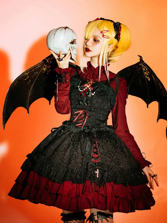 Gothic Lolita Blouses Ruffles Bows Lolita Top Long Sleeves Gray Lolita Shirt