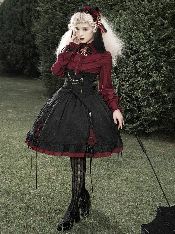 Gothic Lolita Blouses Ruffles Bows Lolita Top Long Sleeves Gray Lolita Shirt
