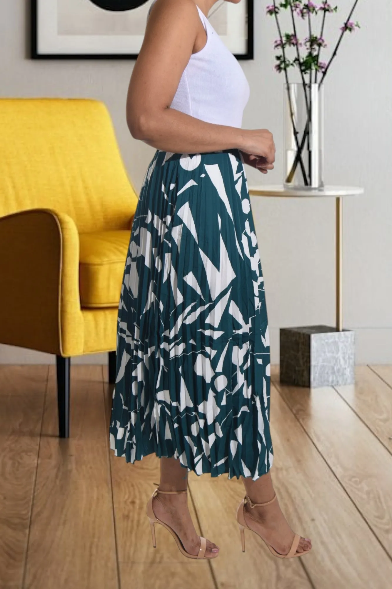 Green Pleated Skirt