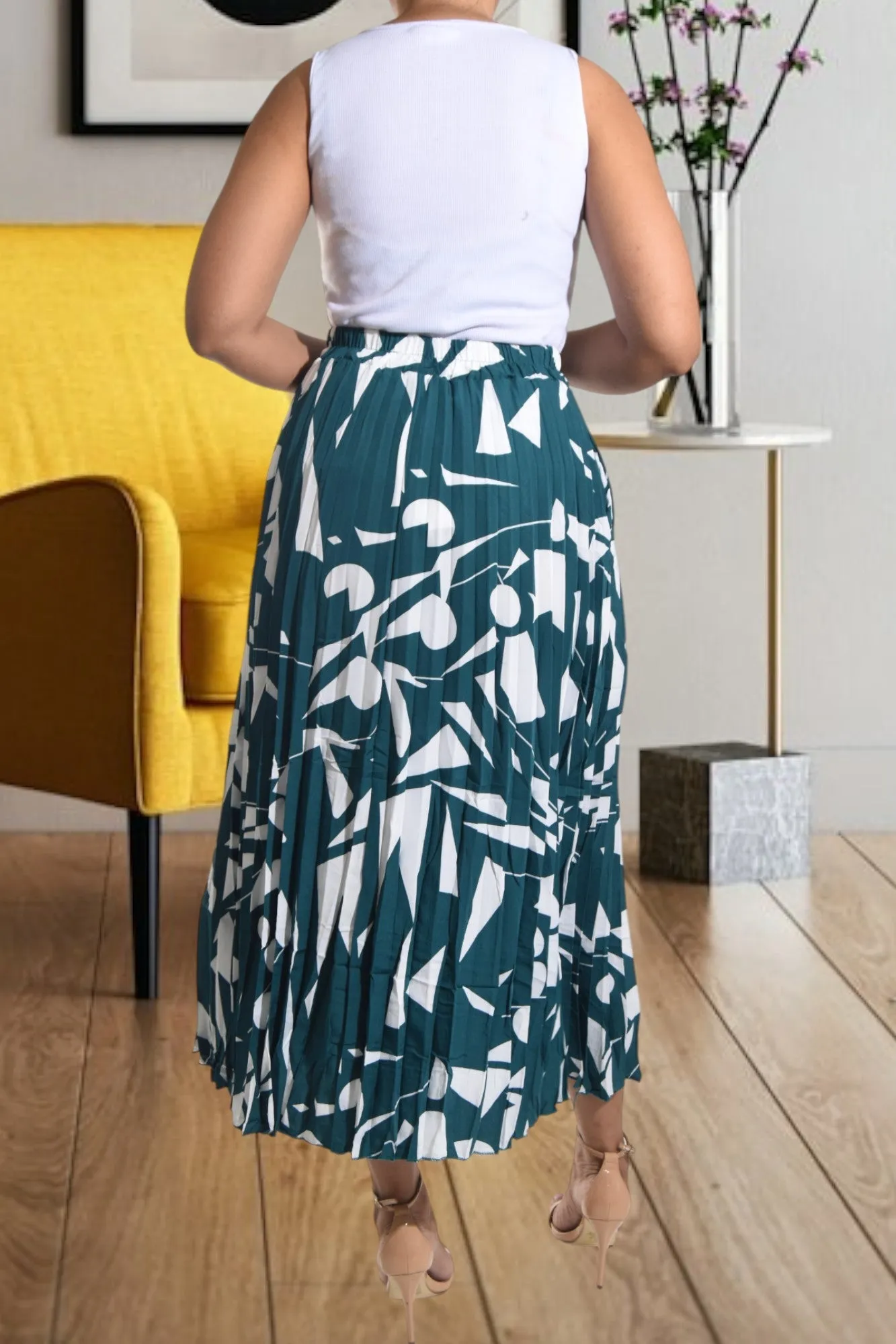 Green Pleated Skirt
