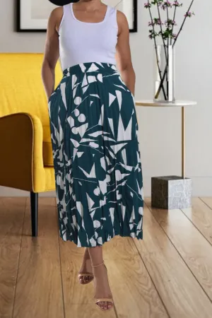 Green Pleated Skirt