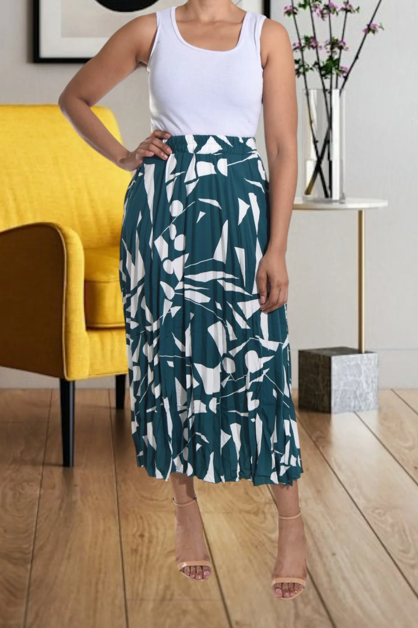 Green Pleated Skirt