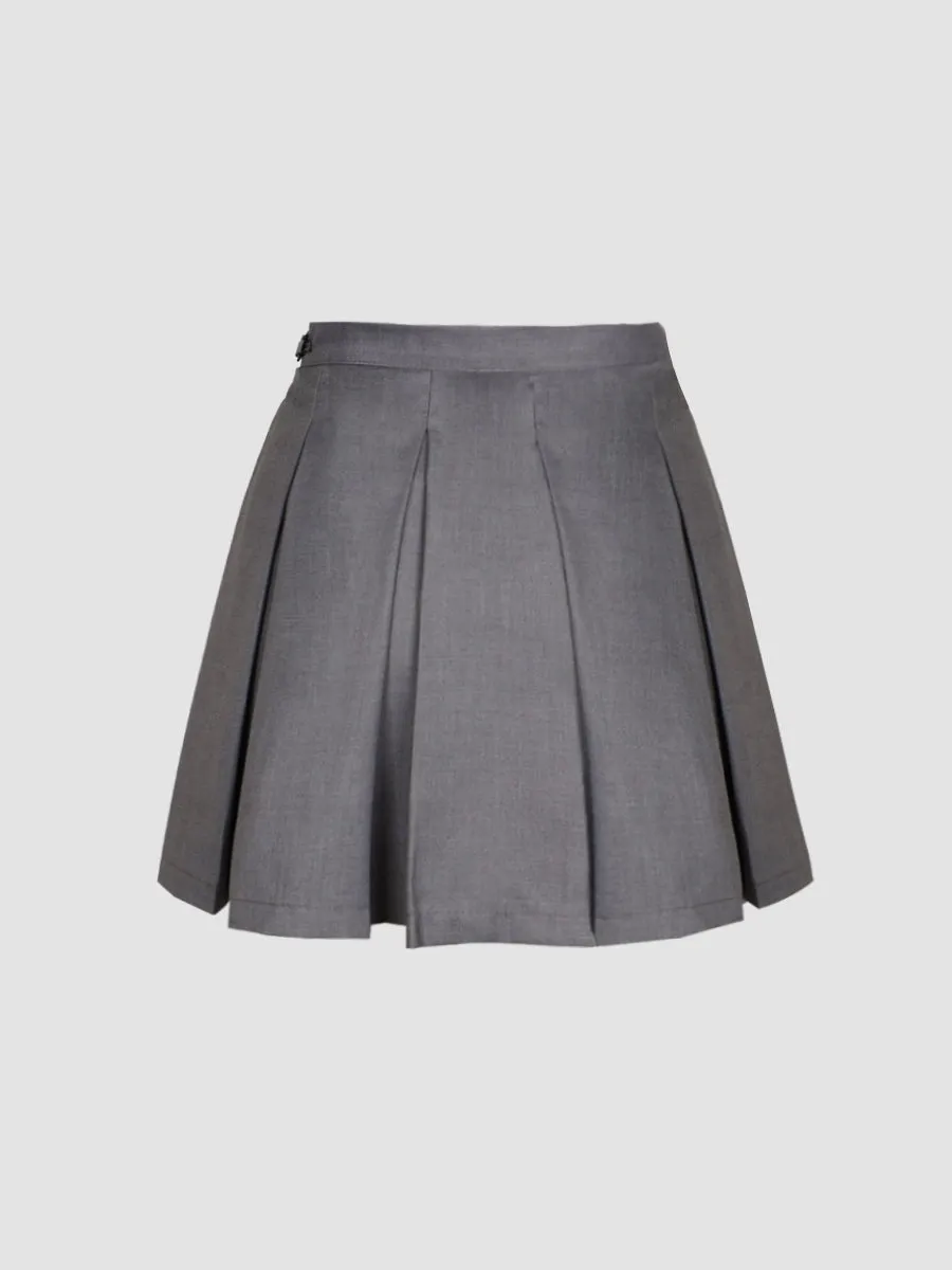 Grey Pleated Skirt
