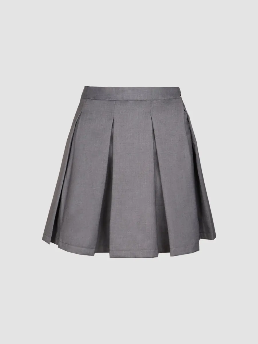 Grey Pleated Skirt