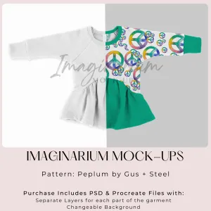 Gus   Steel Peplum Top Curved Mock Up, Realistic Clothing Mockup for Photoshop and Procreate