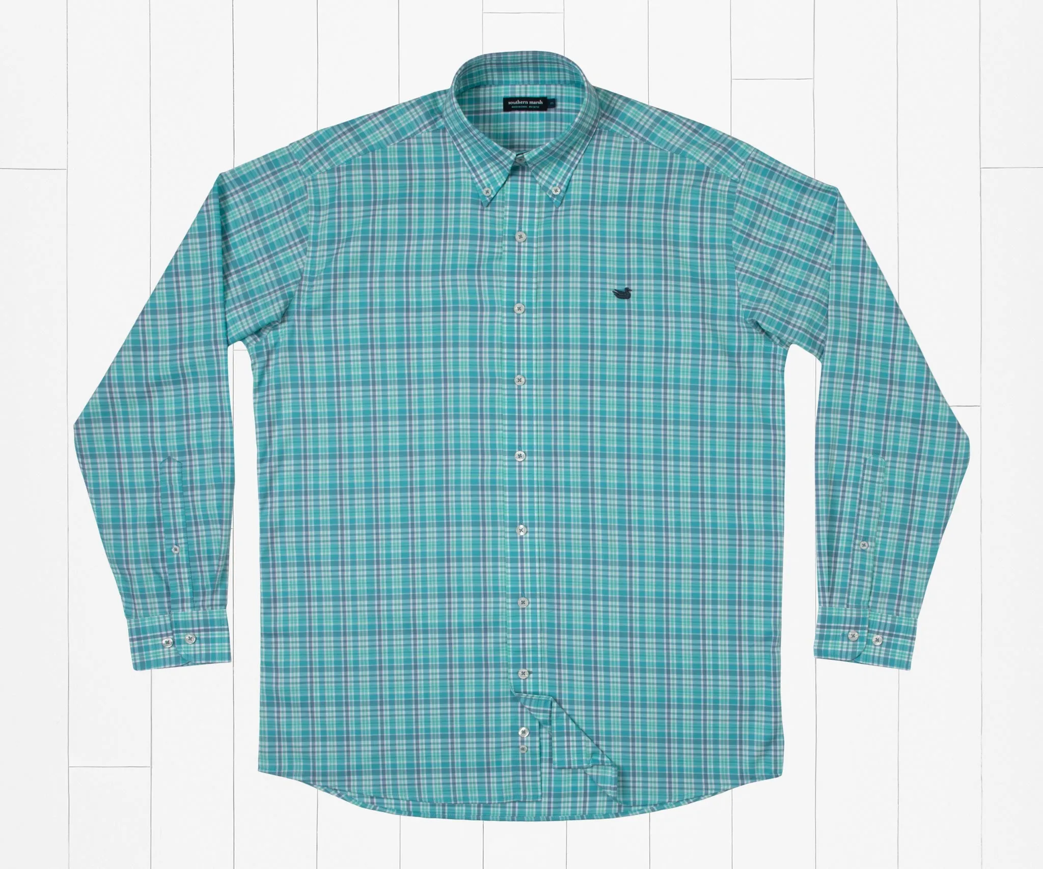 Hartsville Plaid Dress Shirt- Slate and Teal