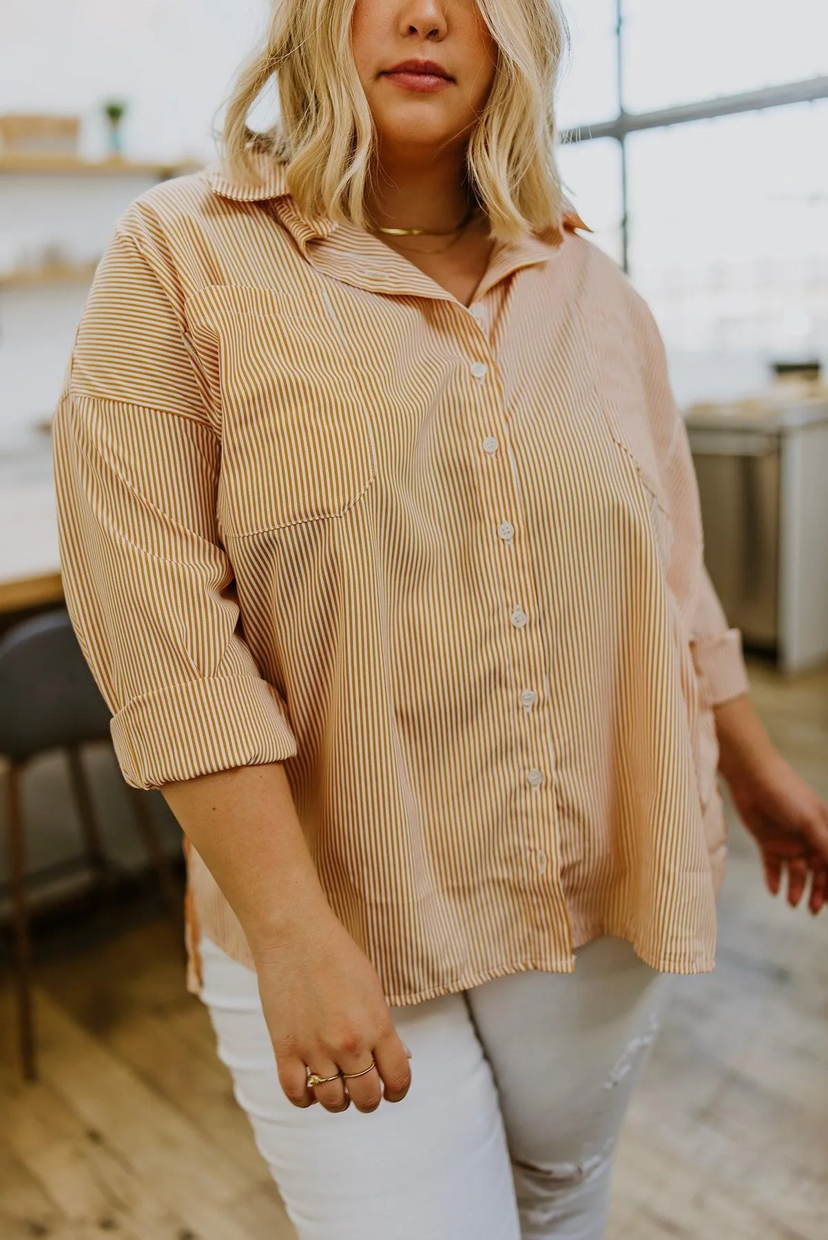 Hazel Blues® | Easy On The Eyes Striped Button Up