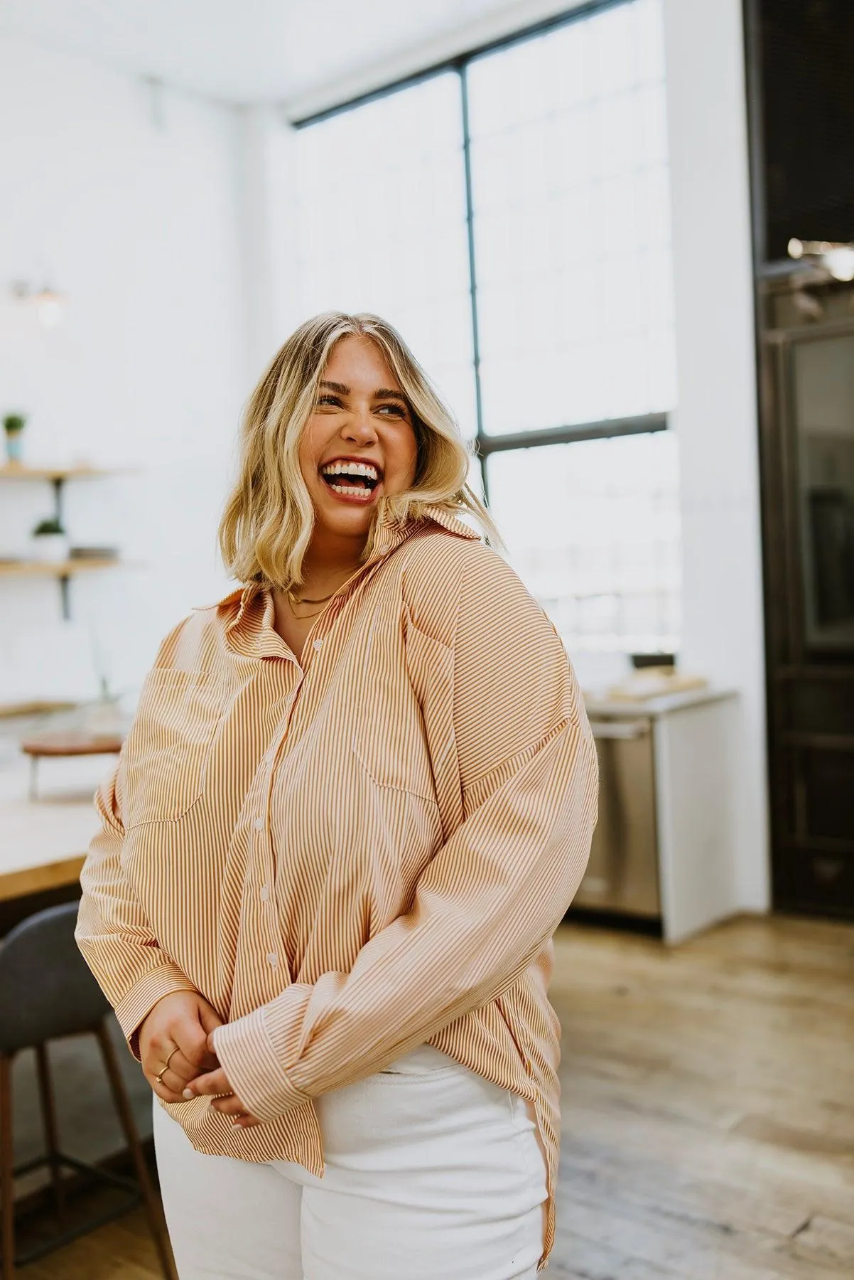 Hazel Blues® | Easy On The Eyes Striped Button Up