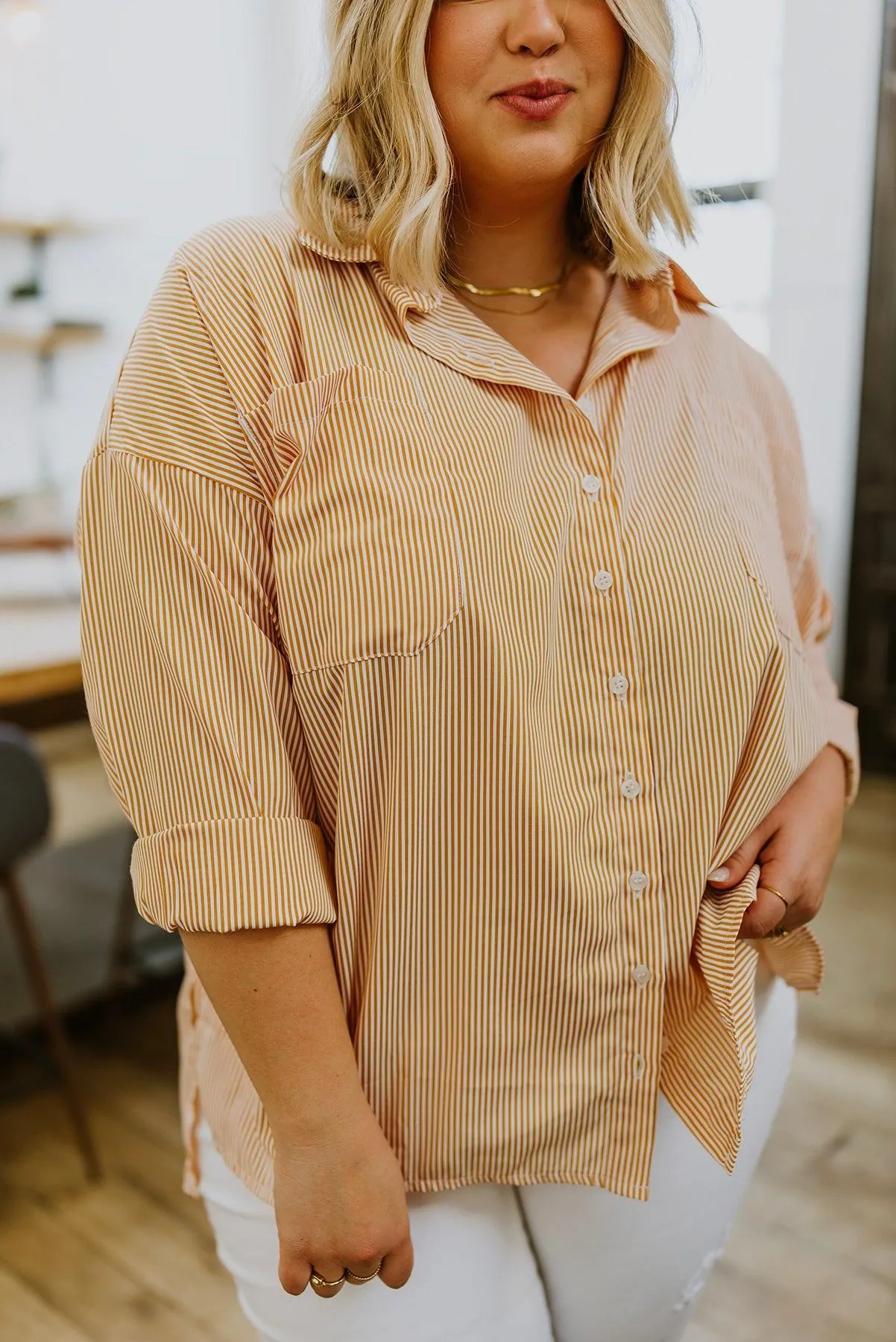 Hazel Blues® | Easy On The Eyes Striped Button Up