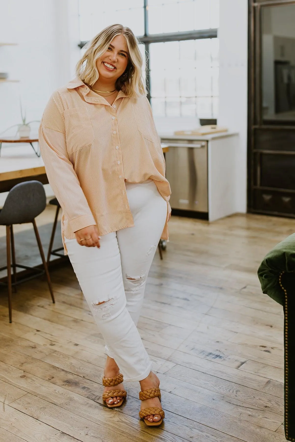 Hazel Blues® | Easy On The Eyes Striped Button Up