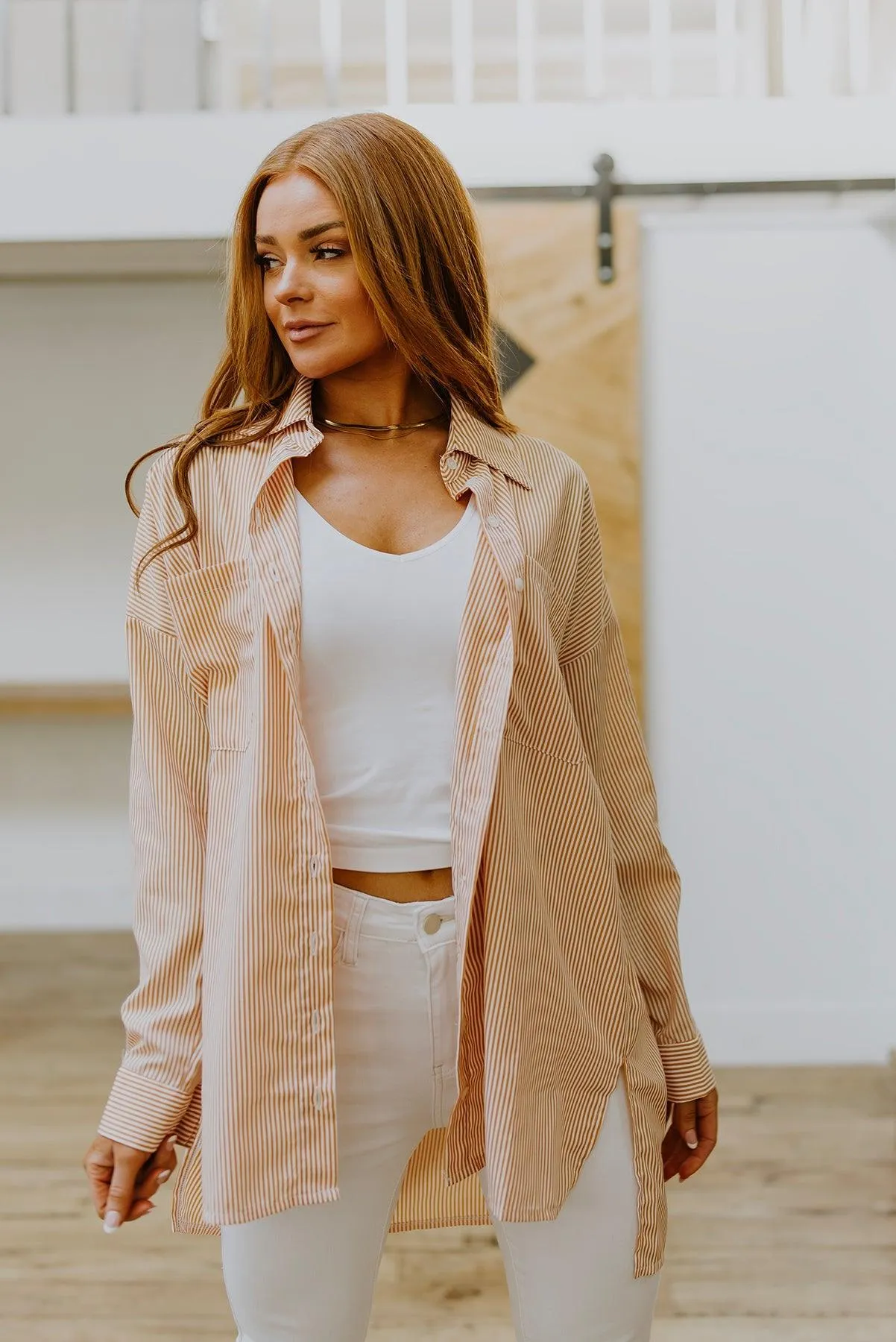 Hazel Blues® | Easy On The Eyes Striped Button Up
