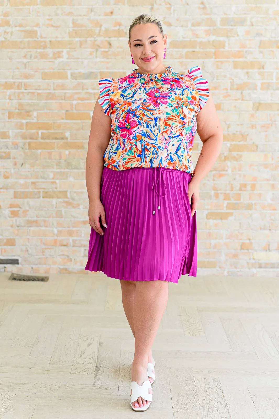 Hazel Blues® |  Just a Flirt Pleated Skirt in Magenta