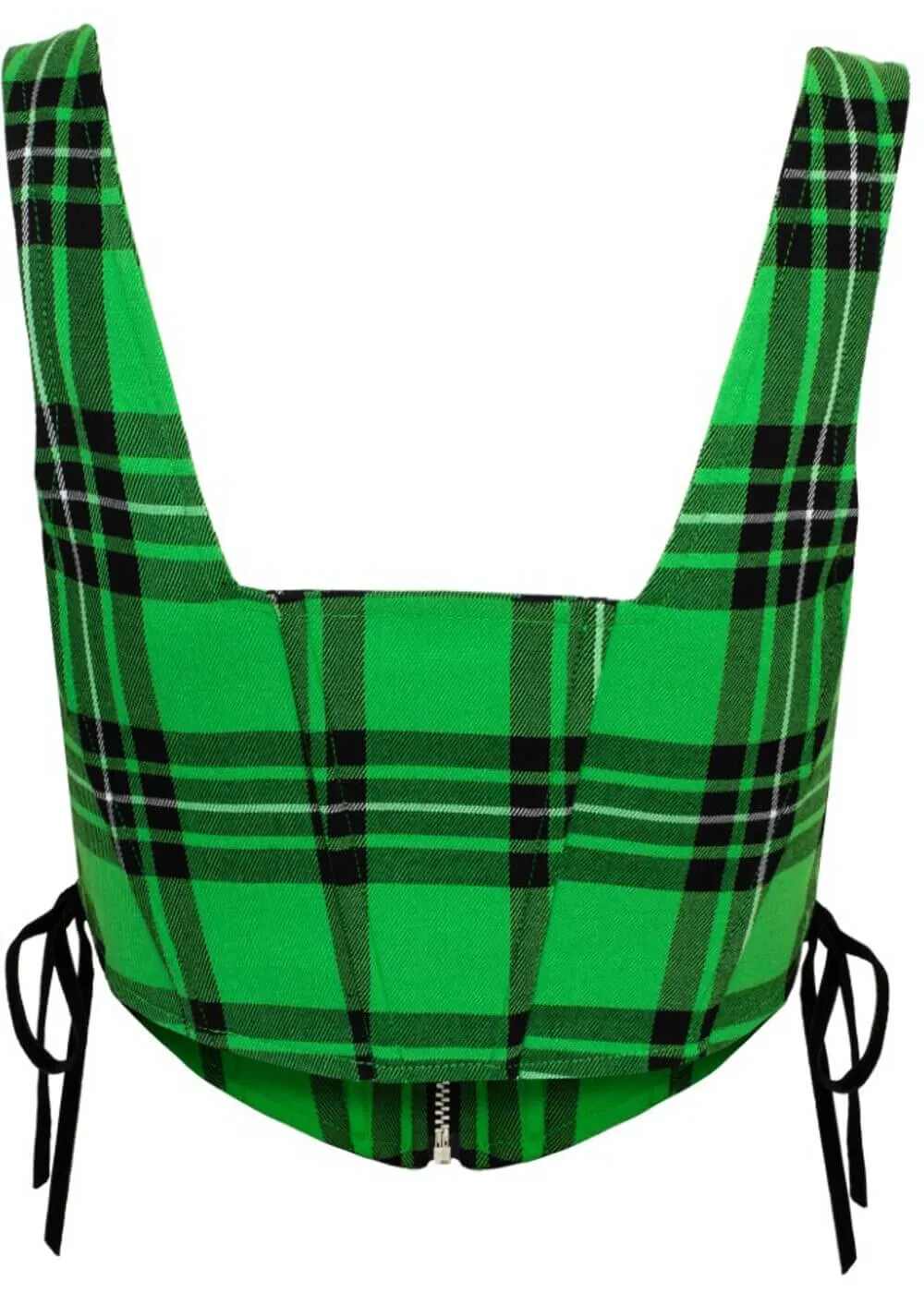 Hell Bunny Corey Tartan Heart 80's Corset Top Green