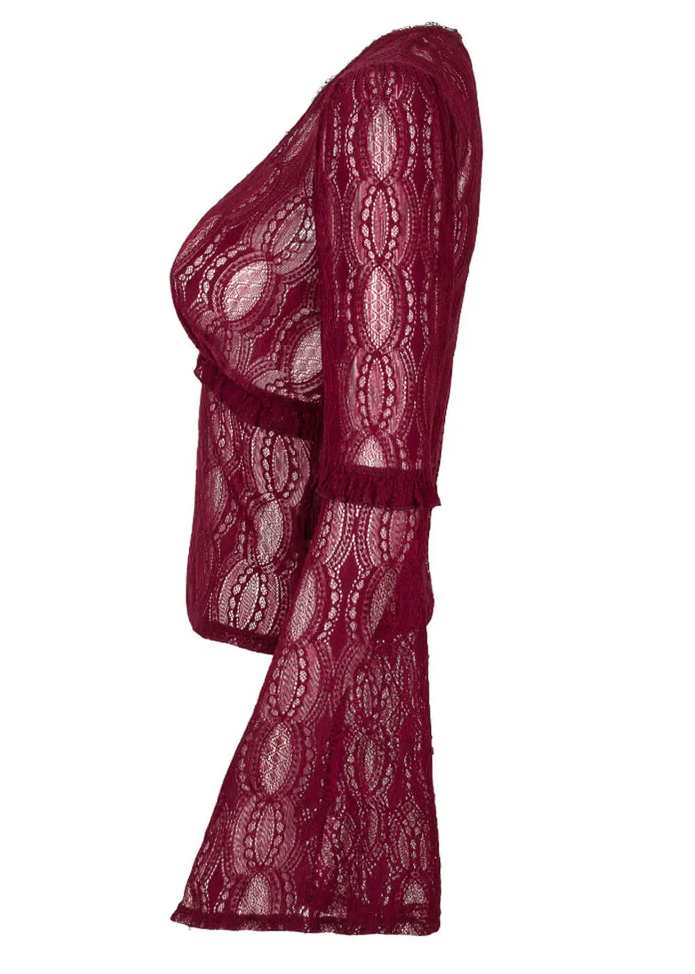 Hell Bunny Rhea Lace 70's Top in Burgundy