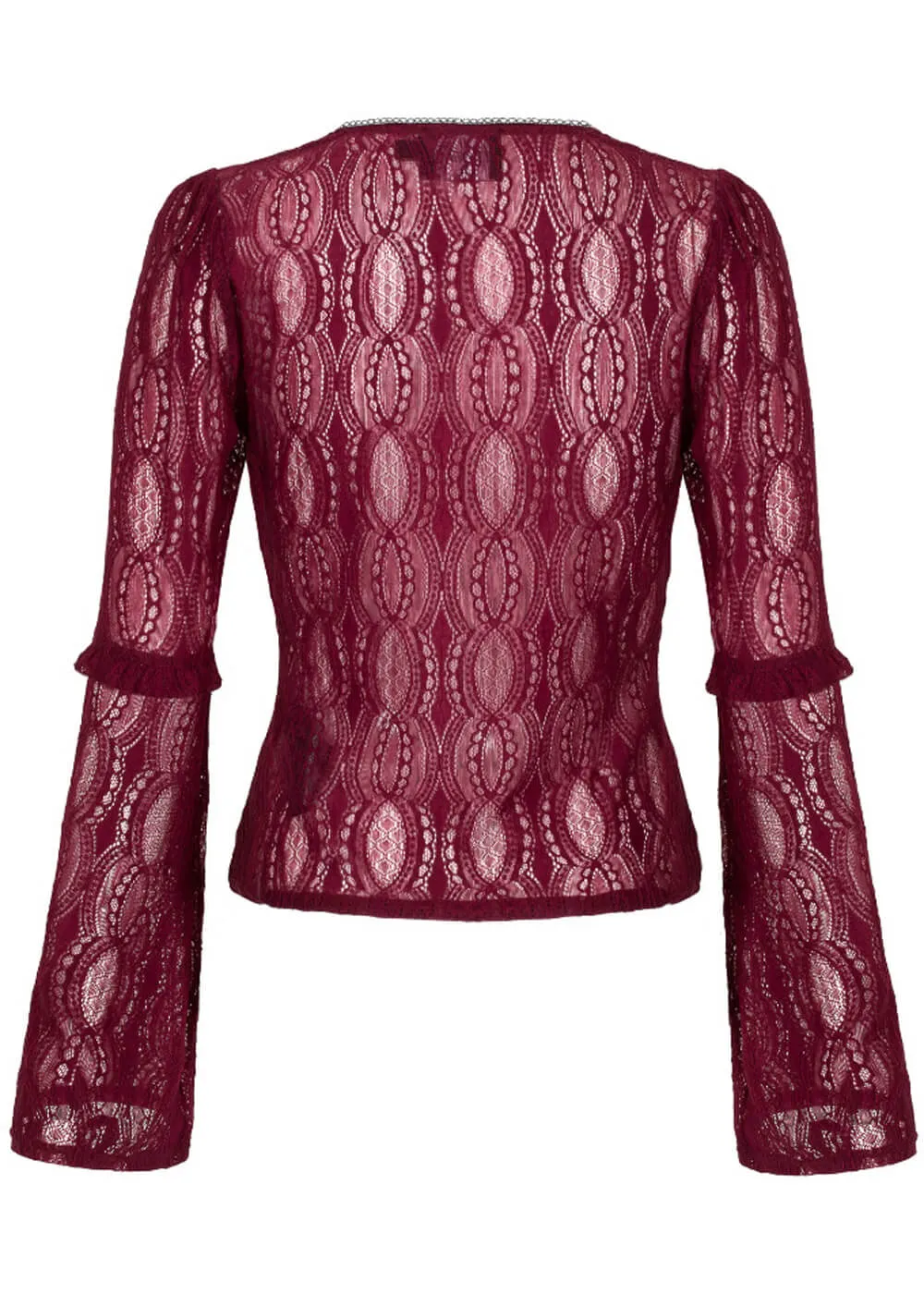 Hell Bunny Rhea Lace 70's Top in Burgundy