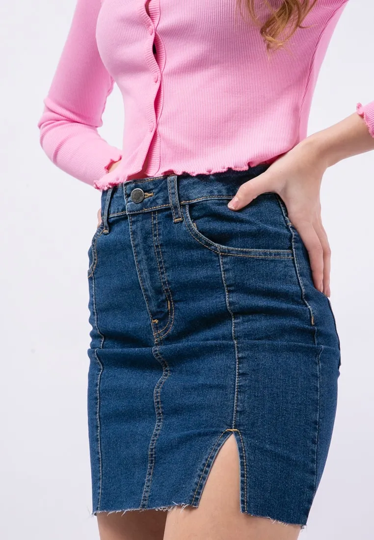 High Waist Mini Denim Skirt