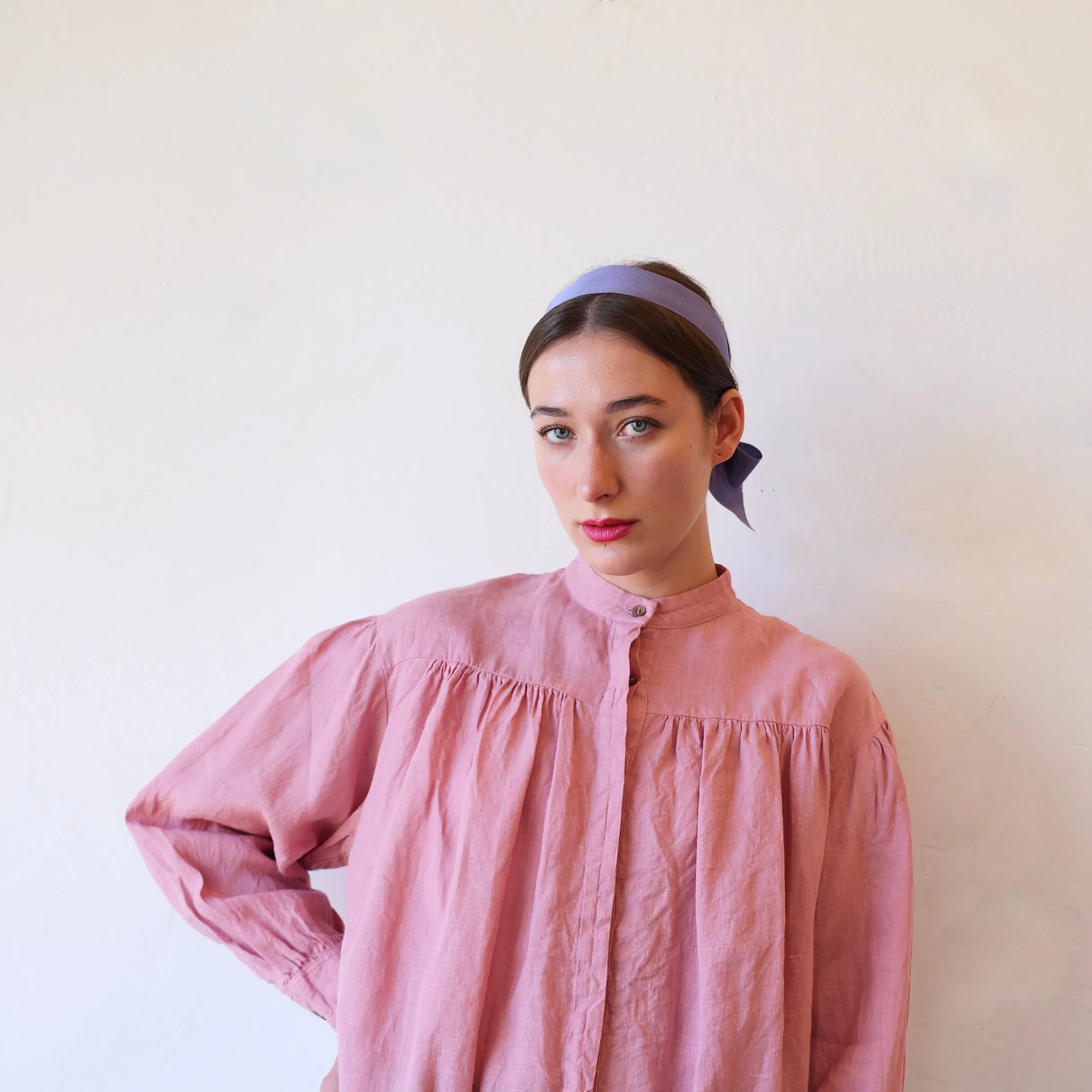 Ichi Antiquités Linen Blouse - Dusty Rose