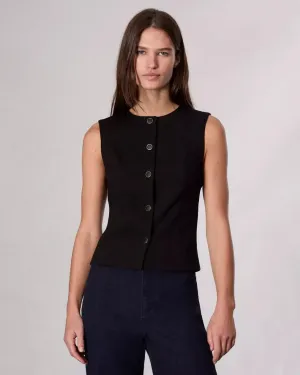 Irina Button Up Vest in Black