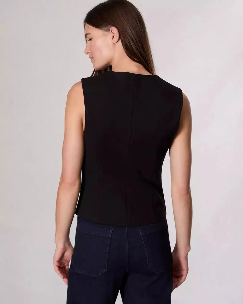 Irina Button Up Vest in Black