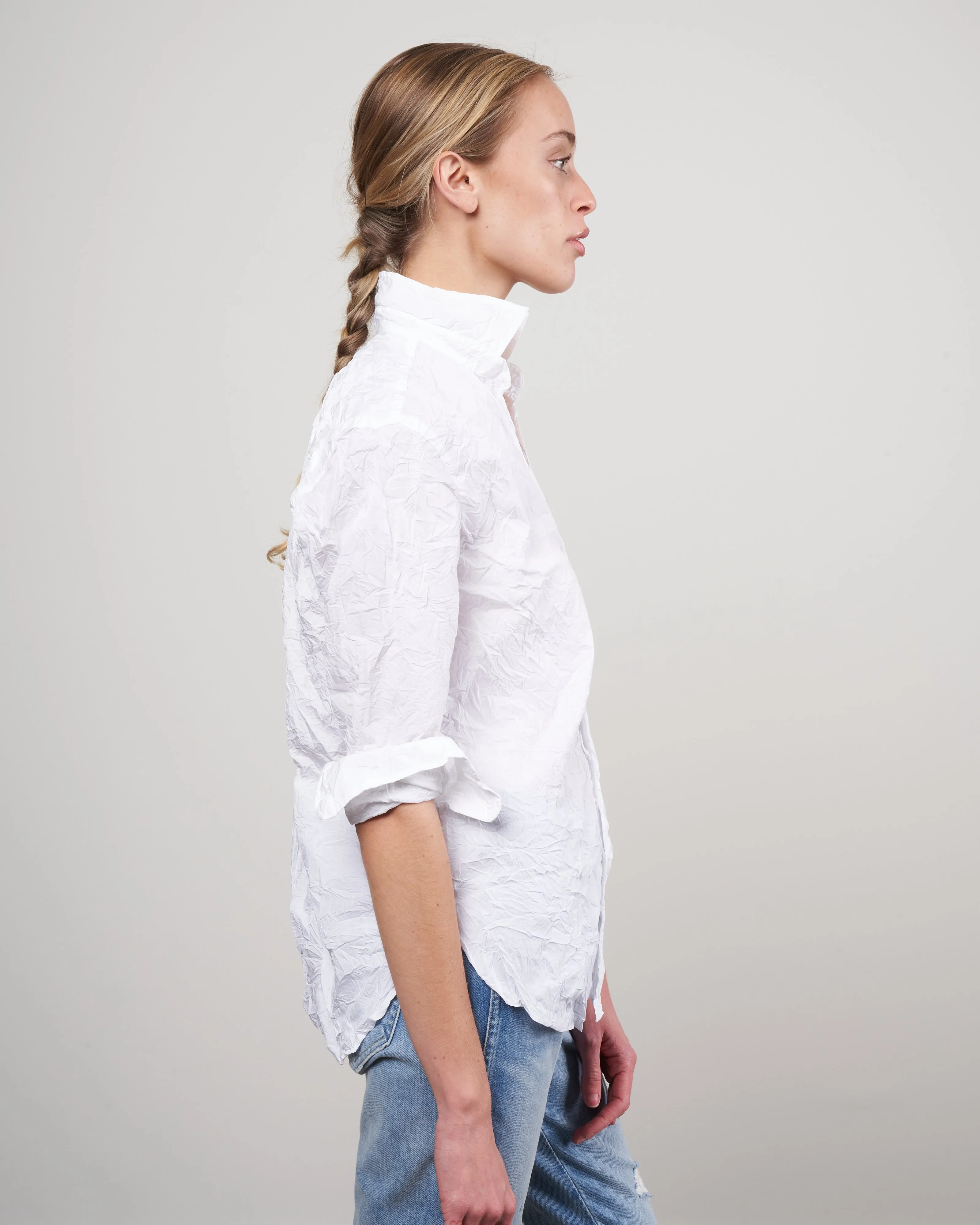joedy woven button up - white crinkle superfine