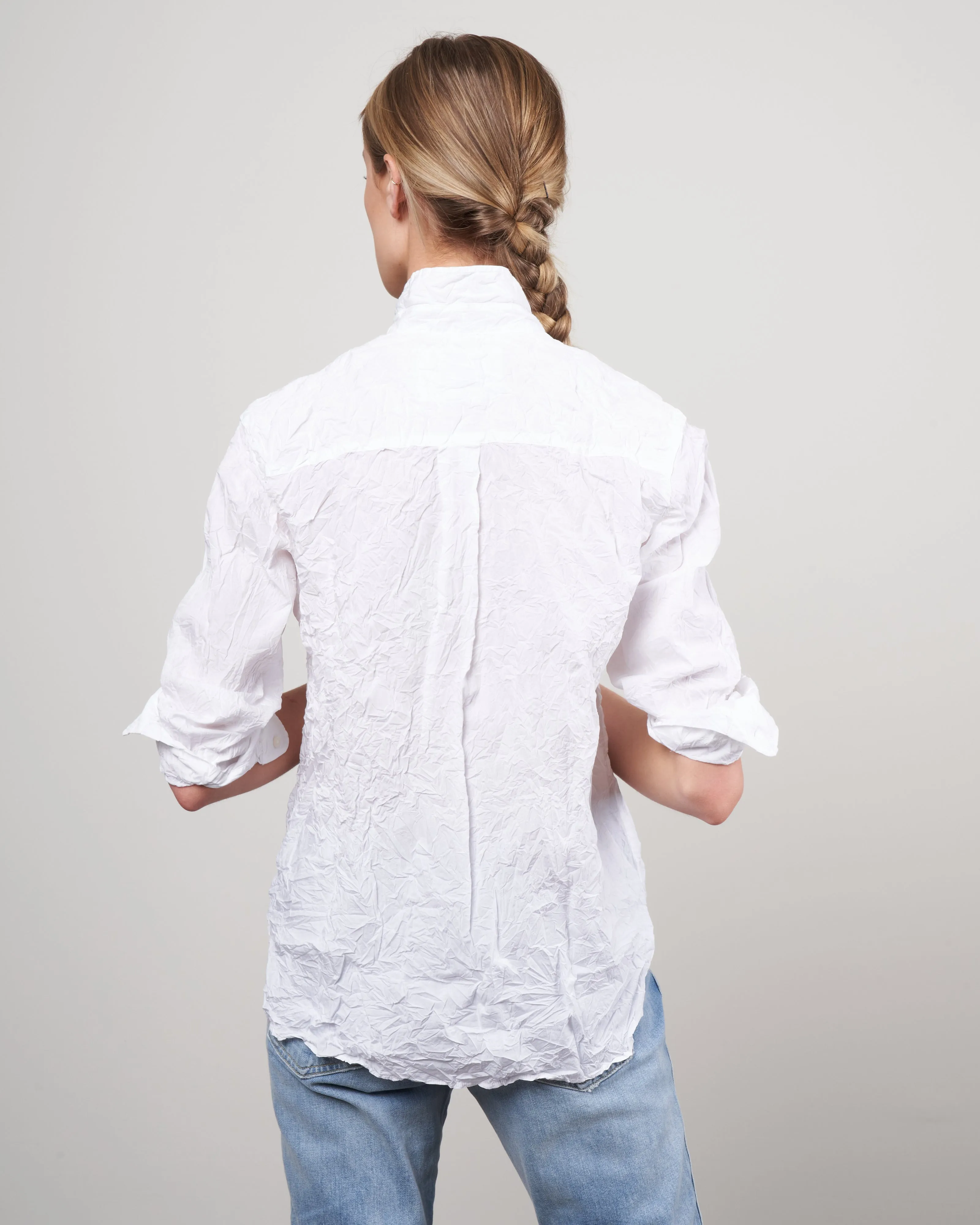 joedy woven button up - white crinkle superfine