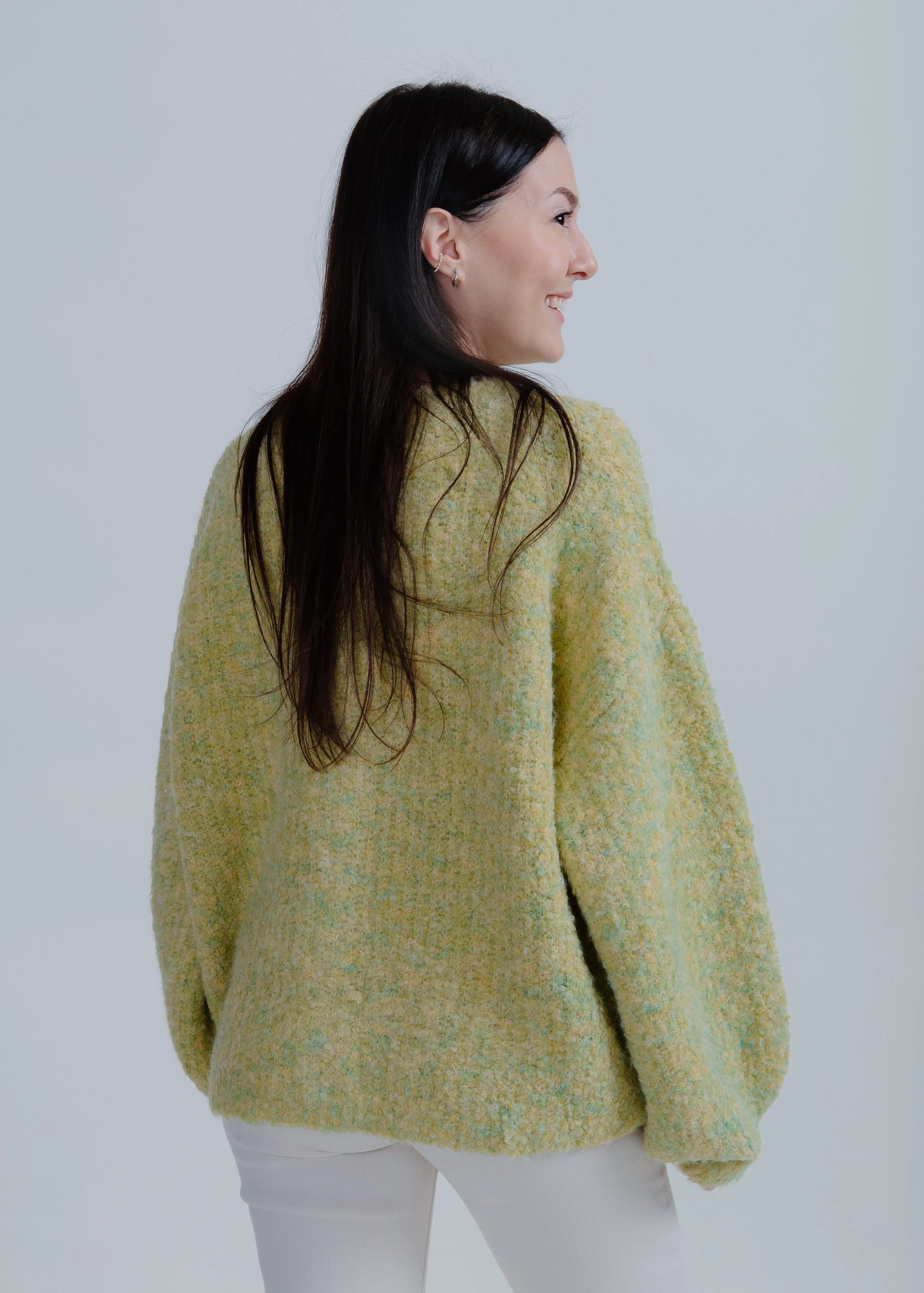 Kaia Balloon Sleeve Cardigan- Lemon