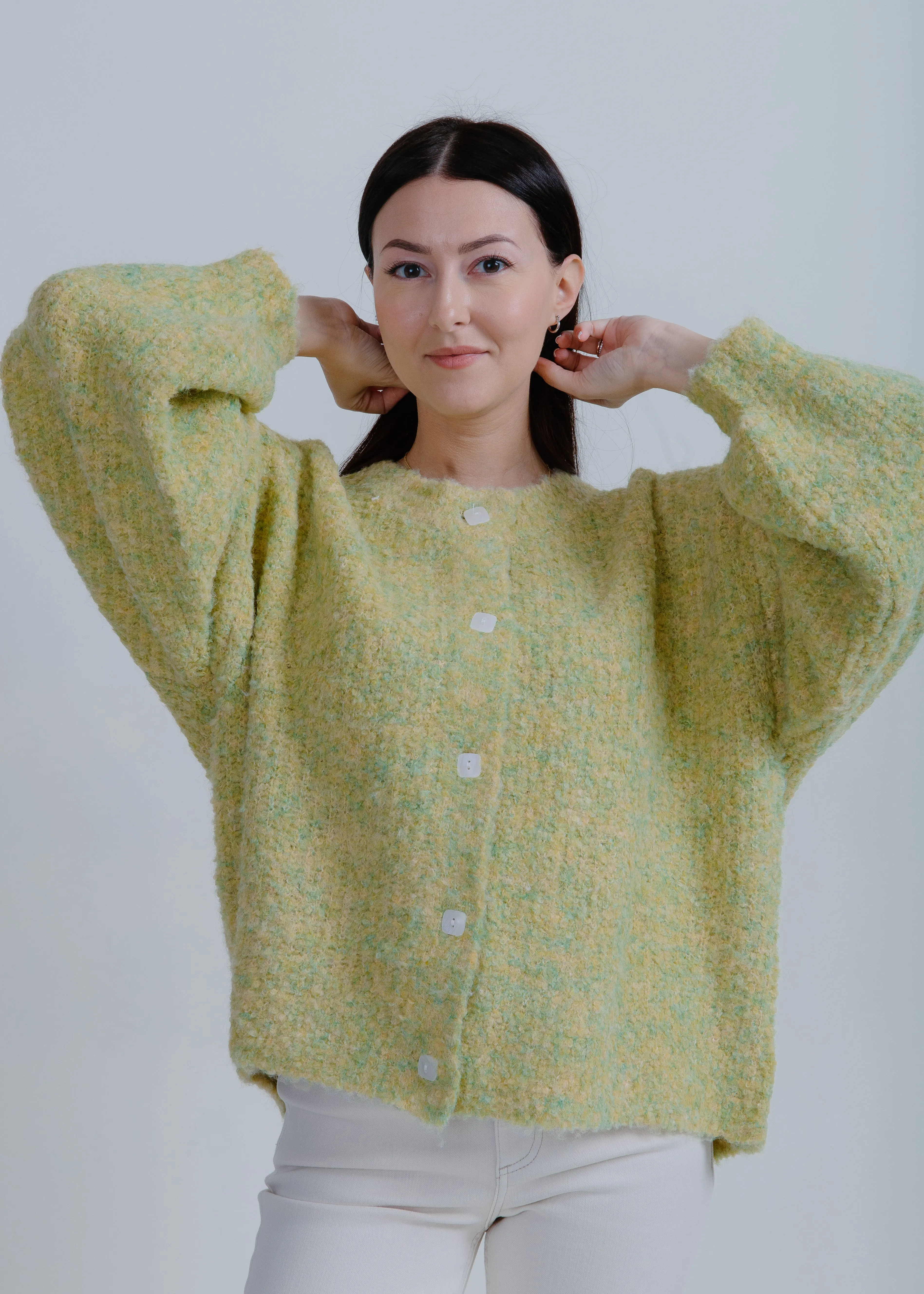 Kaia Balloon Sleeve Cardigan- Lemon