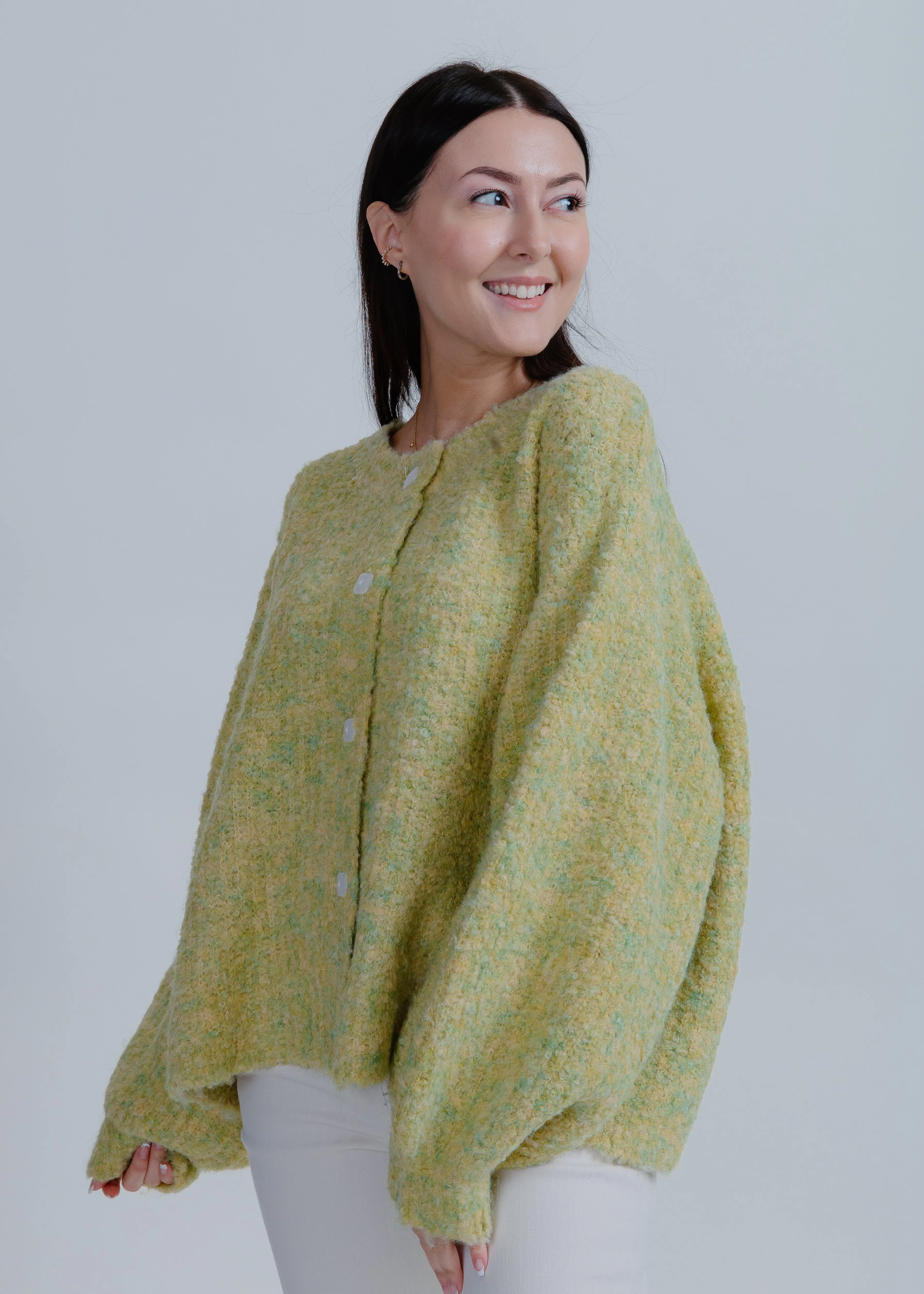 Kaia Balloon Sleeve Cardigan- Lemon