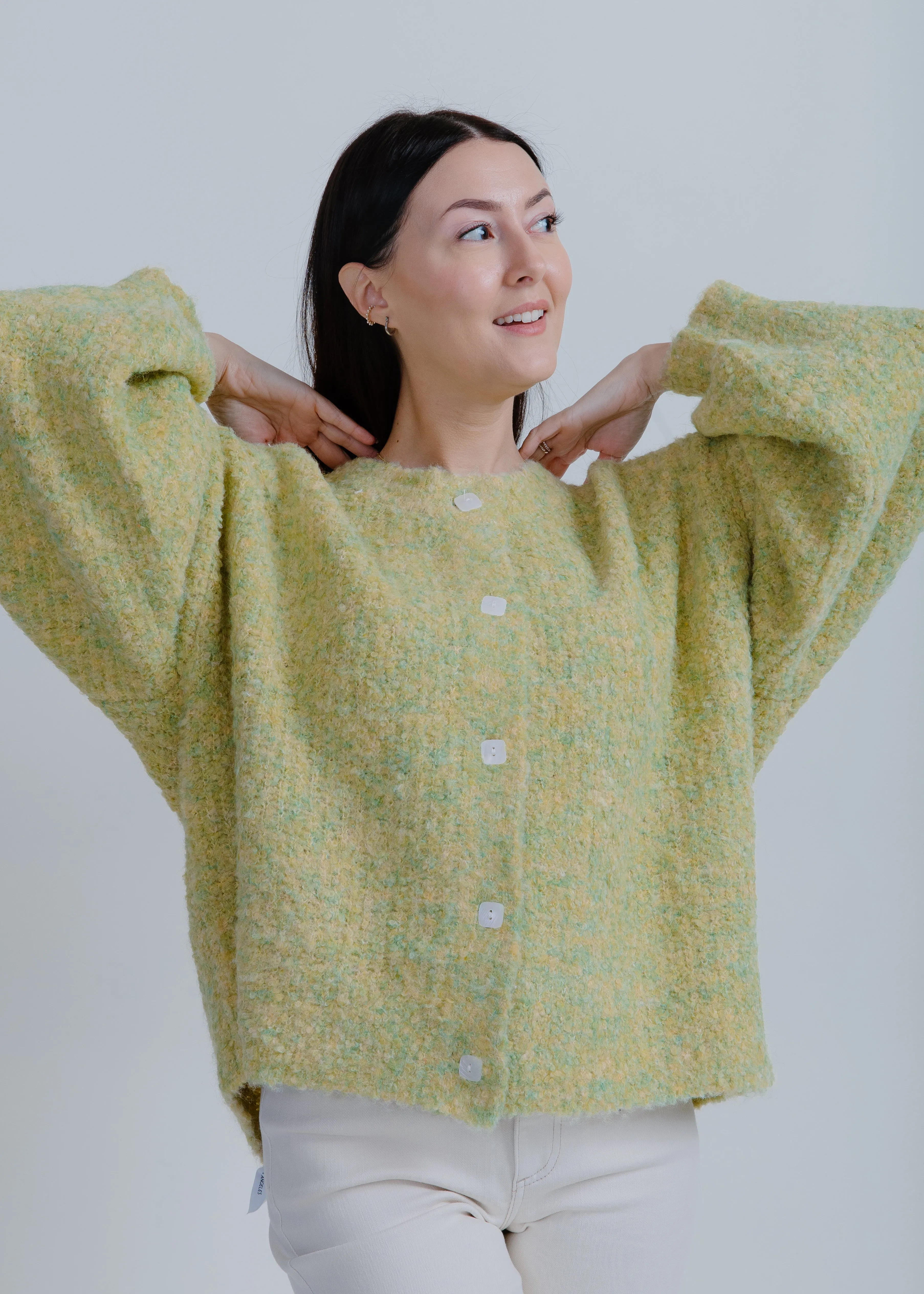 Kaia Balloon Sleeve Cardigan- Lemon