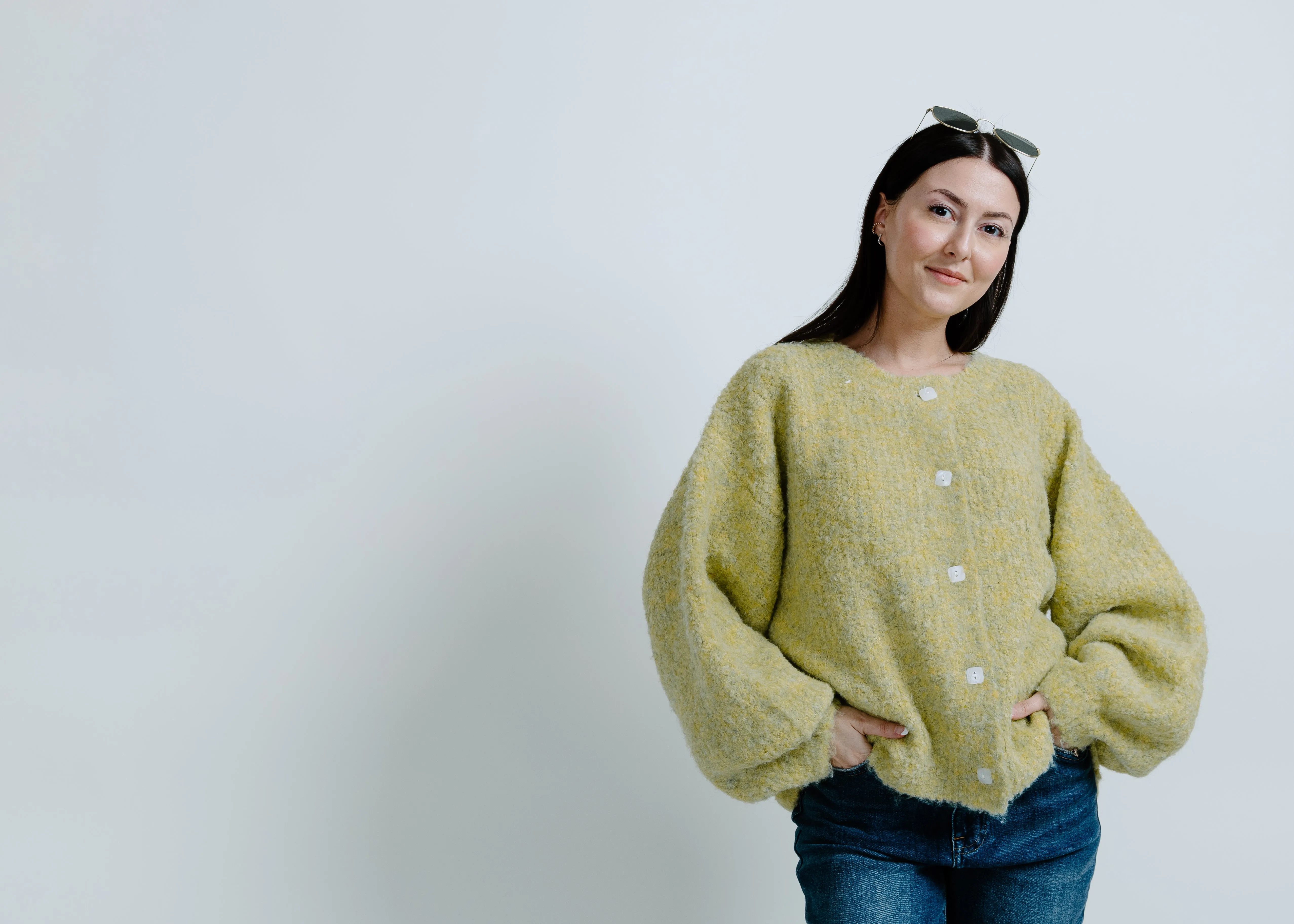 Kaia Balloon Sleeve Cardigan- Lemon