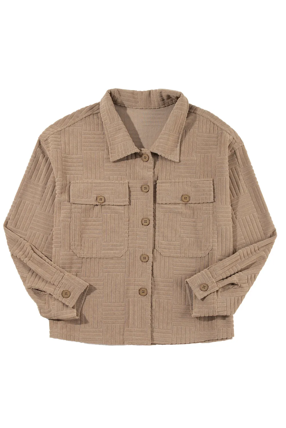 KaleaBoutique Textured Chest Pocket Button-Up Shacket