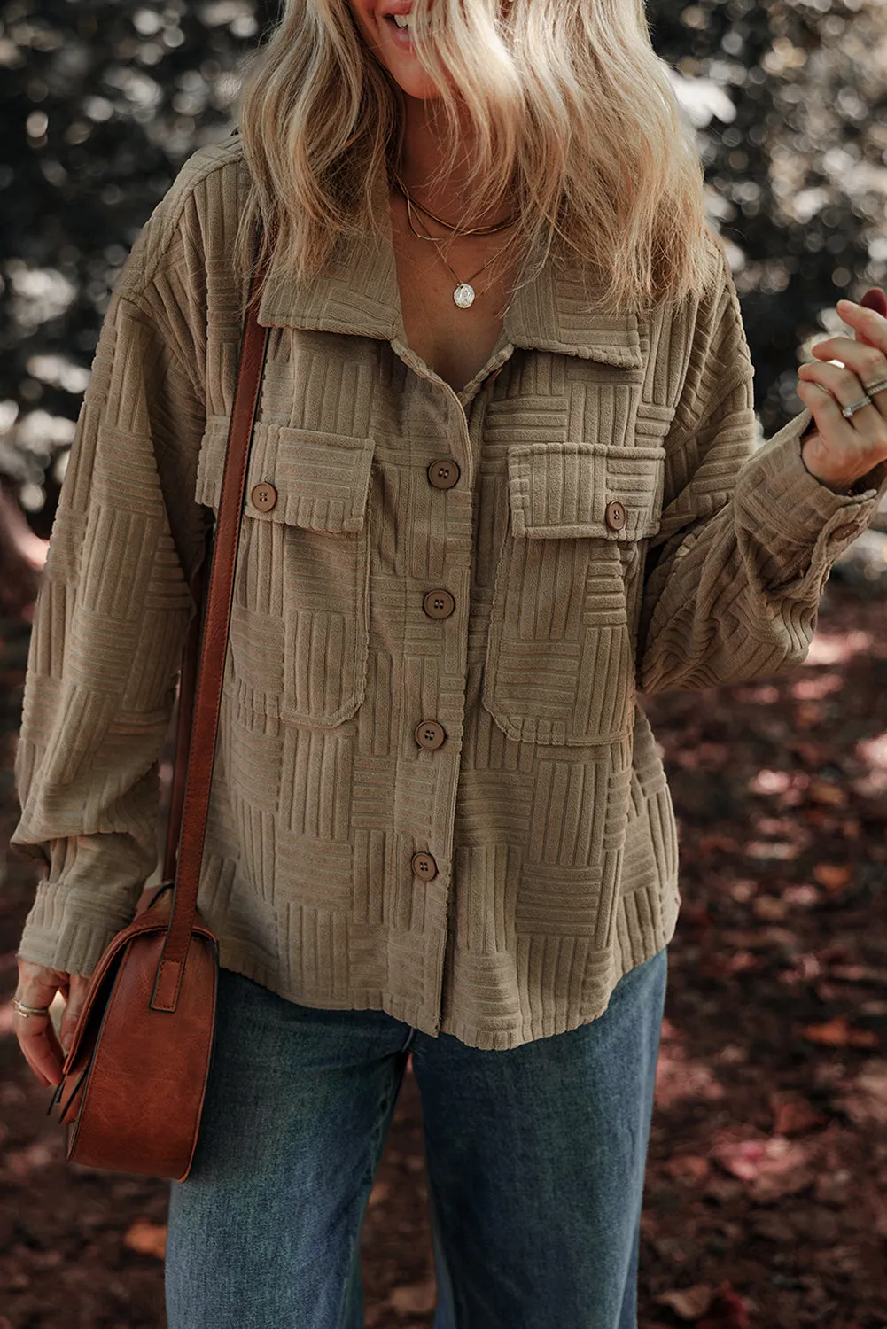 KaleaBoutique Textured Chest Pocket Button-Up Shacket