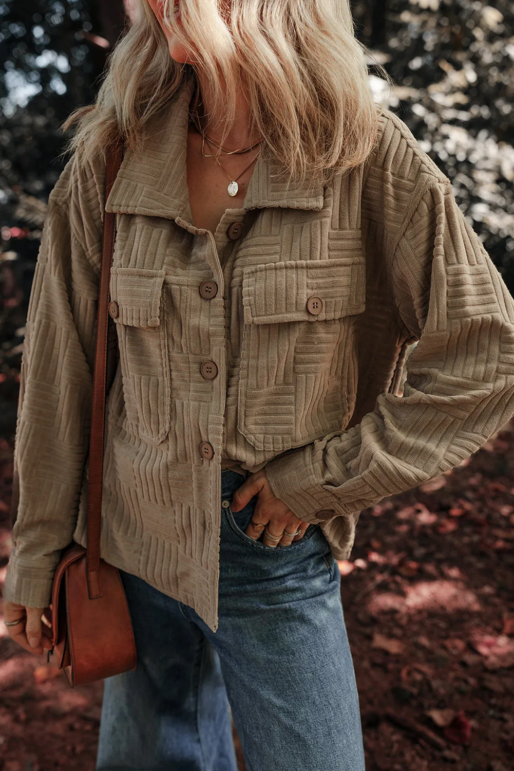 KaleaBoutique Textured Chest Pocket Button-Up Shacket