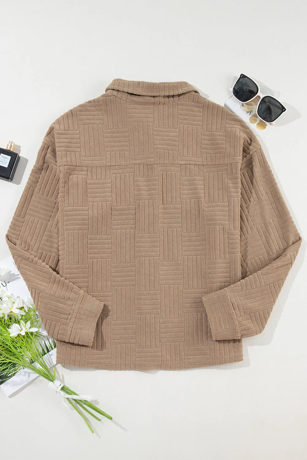 KaleaBoutique Textured Chest Pocket Button-Up Shacket