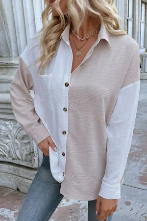 KHD Color Block Textured Button-Up Shirt