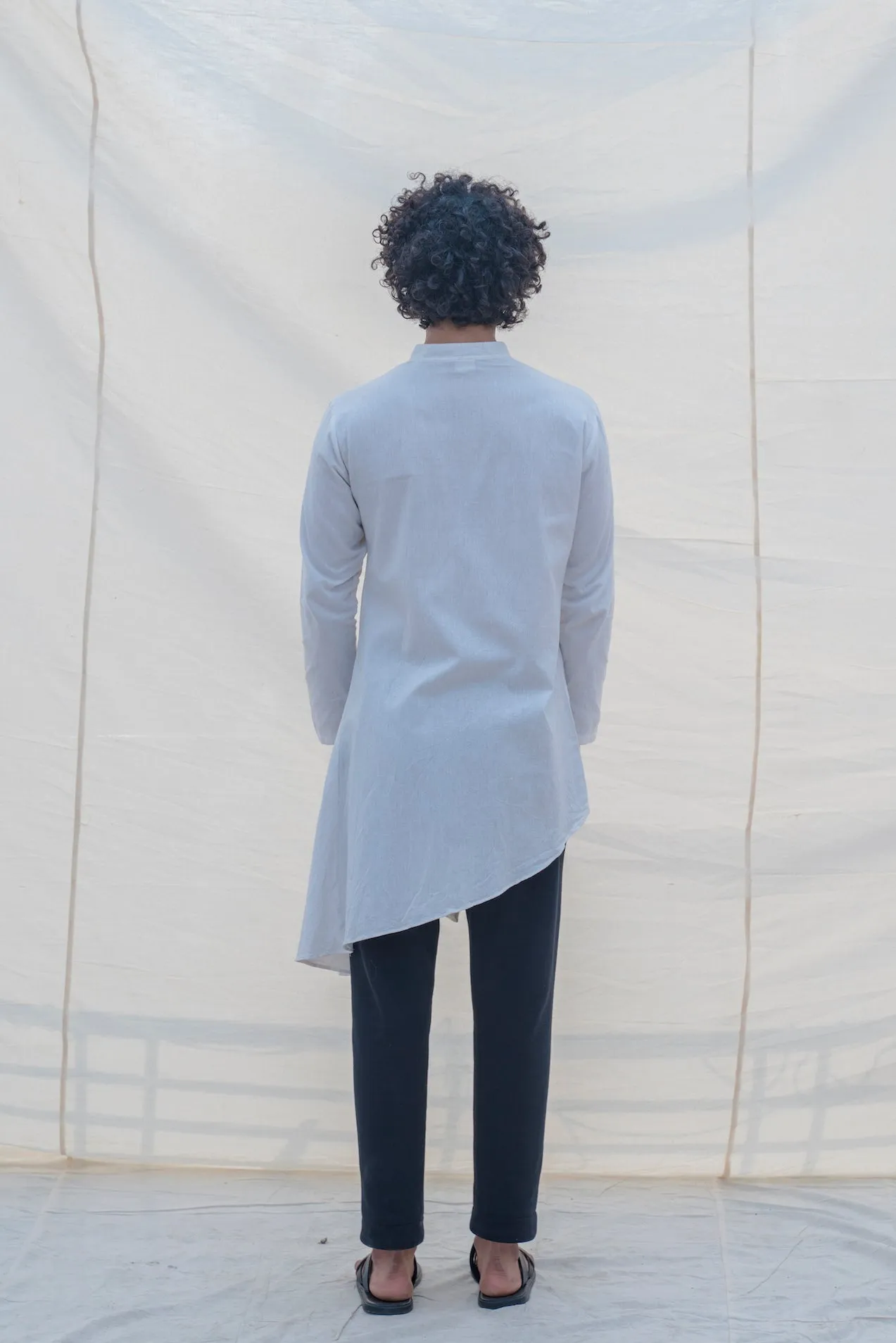 Kurta white w/ Box Pleates Set