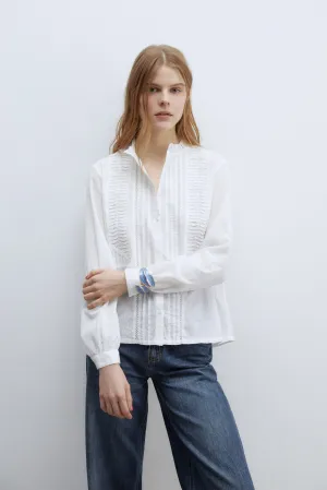 Lace plumetis shirt - White