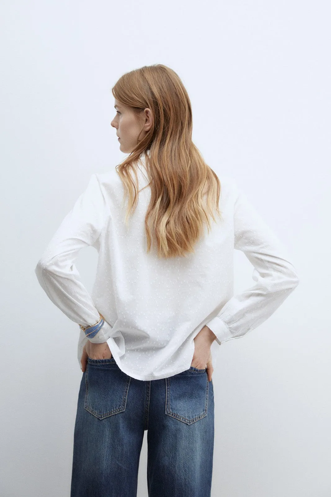 Lace plumetis shirt - White