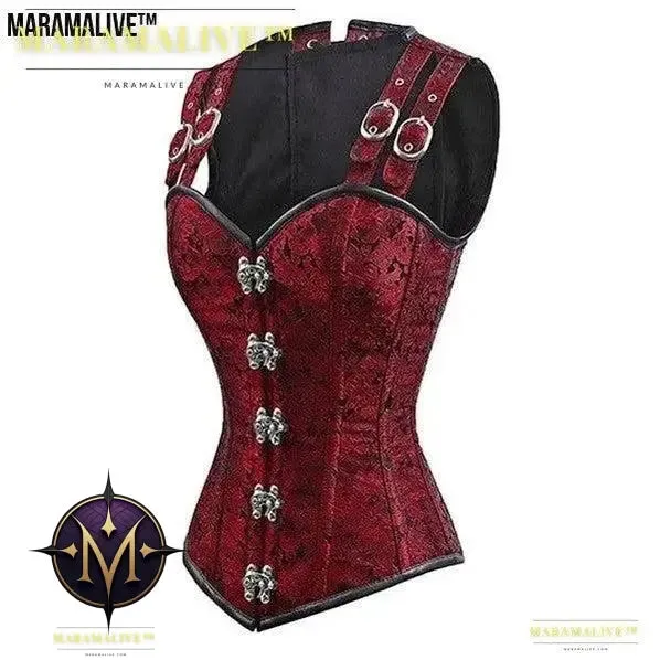 Ladies Gothic Punk Steel Double Button Strap Shaper