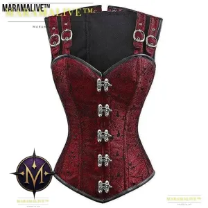 Ladies Gothic Punk Steel Double Button Strap Shaper